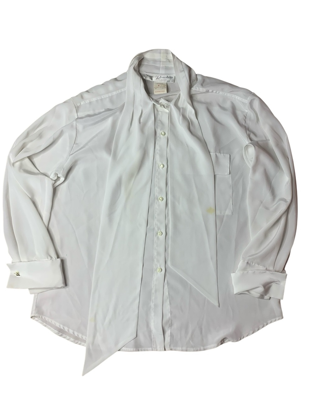 Vintage Town & Country White Blouse - Tie Neck Detail - Size 10